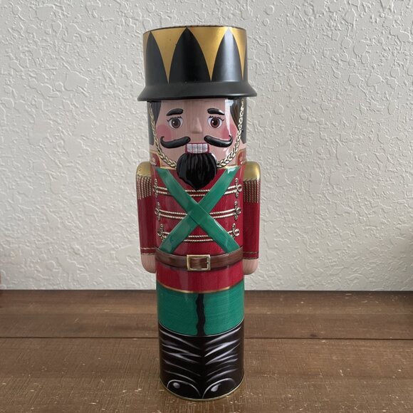 Vintage Nutcracker Tin: Toy Soldier Christmas Candy Container - Picture 1 of 2